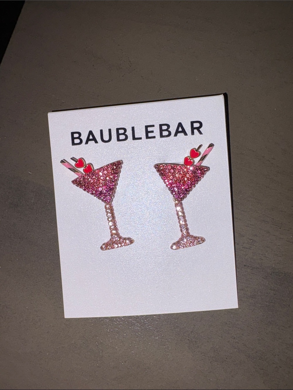 BaubleBar Pink Crystal Martini Glass Stud Earrings